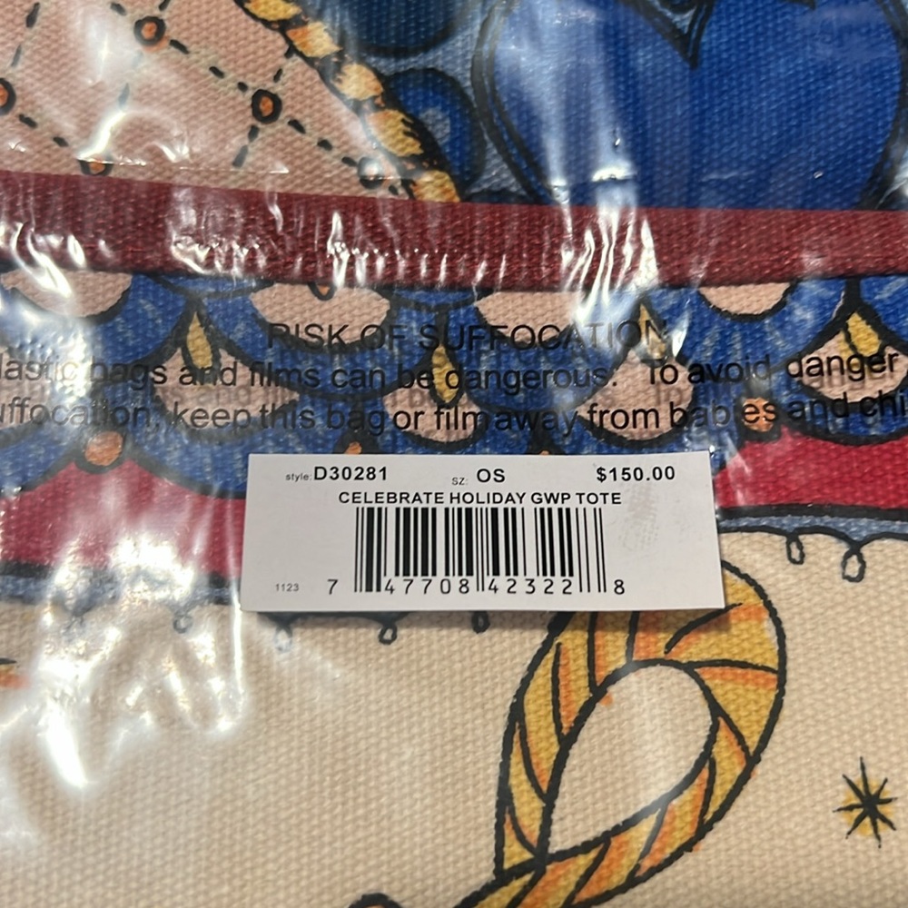 NWT Brighton Holiday Tote Bag, Canvas, Christmas 2023, In Package - Picture 5 of 9